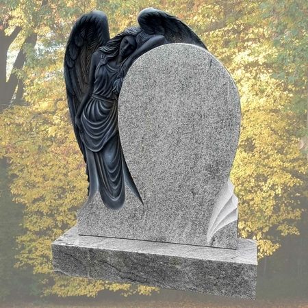 Stein mit Engel in Viscount White Granit inklusive Sockel. Preis auf Anfrage.