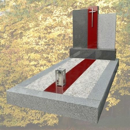 Grabanlage in Neuhauser und Impala Granit mit Glaselementen, inklusive Kreuz und Laterne in Edelstahl. Preis auf Anfrage.